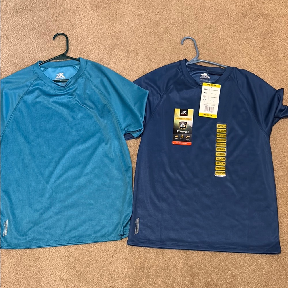 Men's Blue and Dark Blue Athletic Sun Protection All Day Comfort T-Shirts